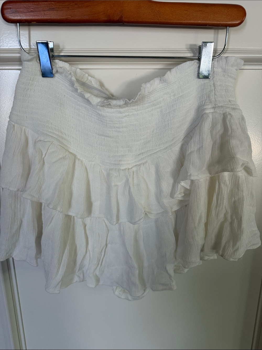 mahina White Smocked ruffle skirt